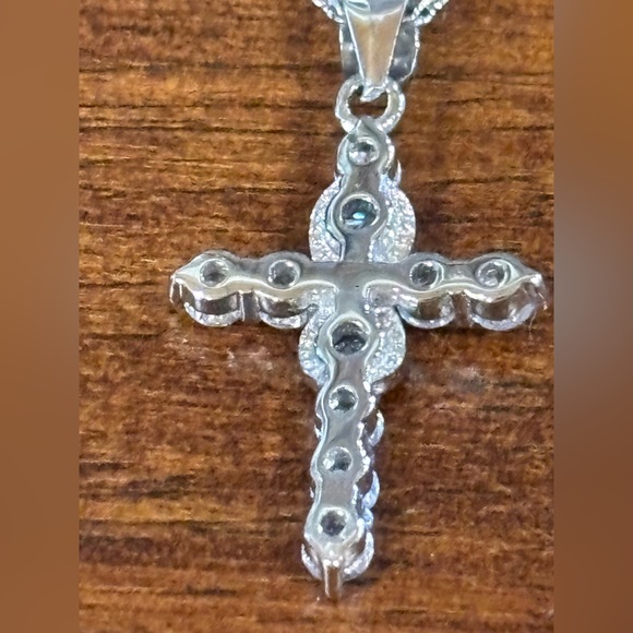 Jools 925 Cross Necklace with Cubic Zirconia. 16 inches long - Picture 8 of 8